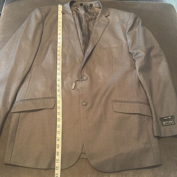 Men’s Antonio Uomo Gray Slim Fit Formal 3 Piece Suit Size 46 Jacket 40 Pants NEW - Picture 5 of 15